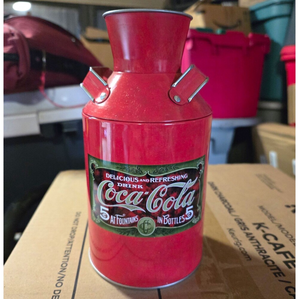 Coca-Cola Red Metal Advertising Tin Canister Container Tin 2017 Creation